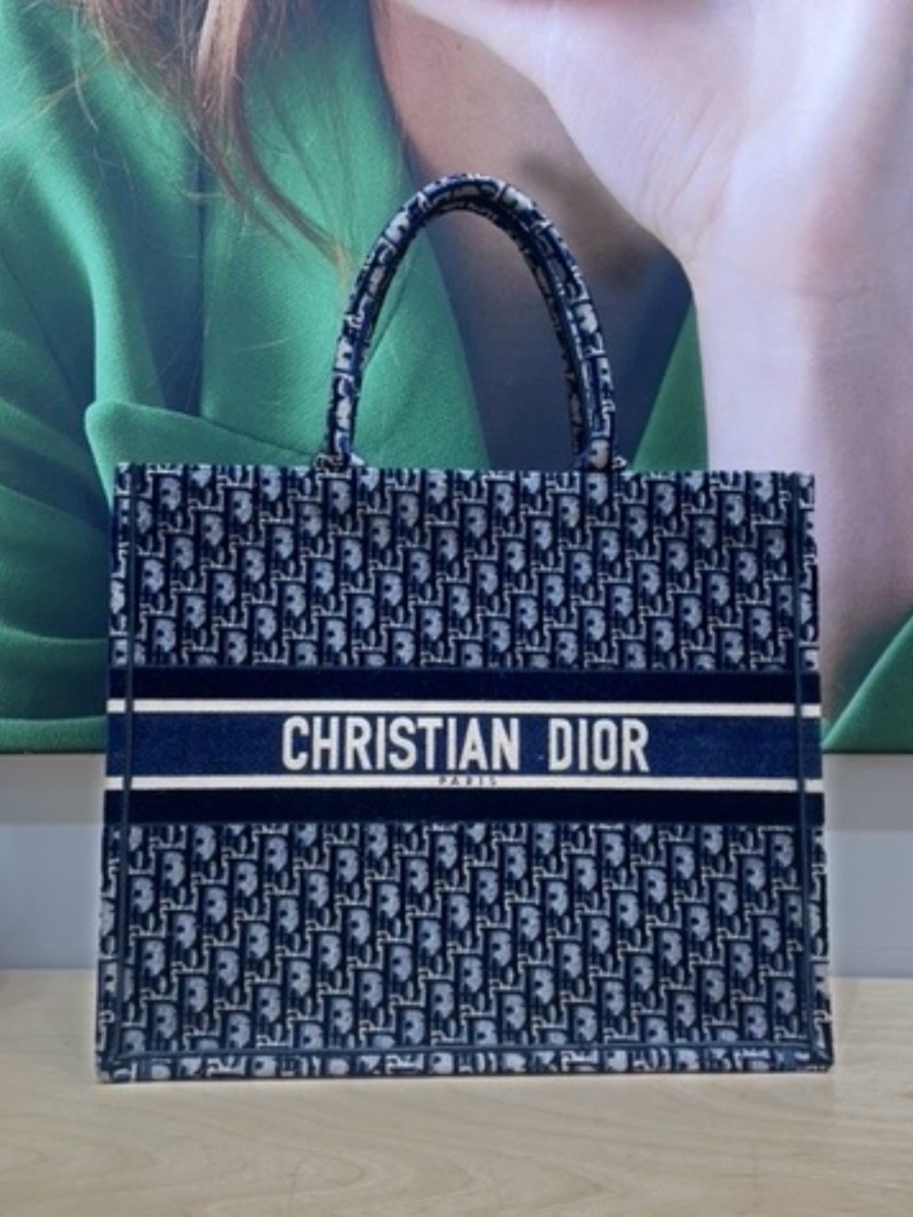 Dior Navy and White Oblique Tote